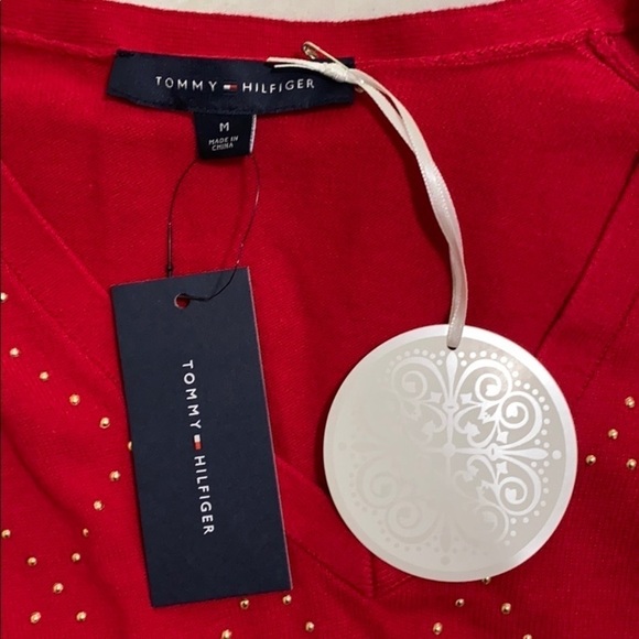 TOMMY HILFIGER Cotton argyle V-neck sweater size M - Picture 7 of 7